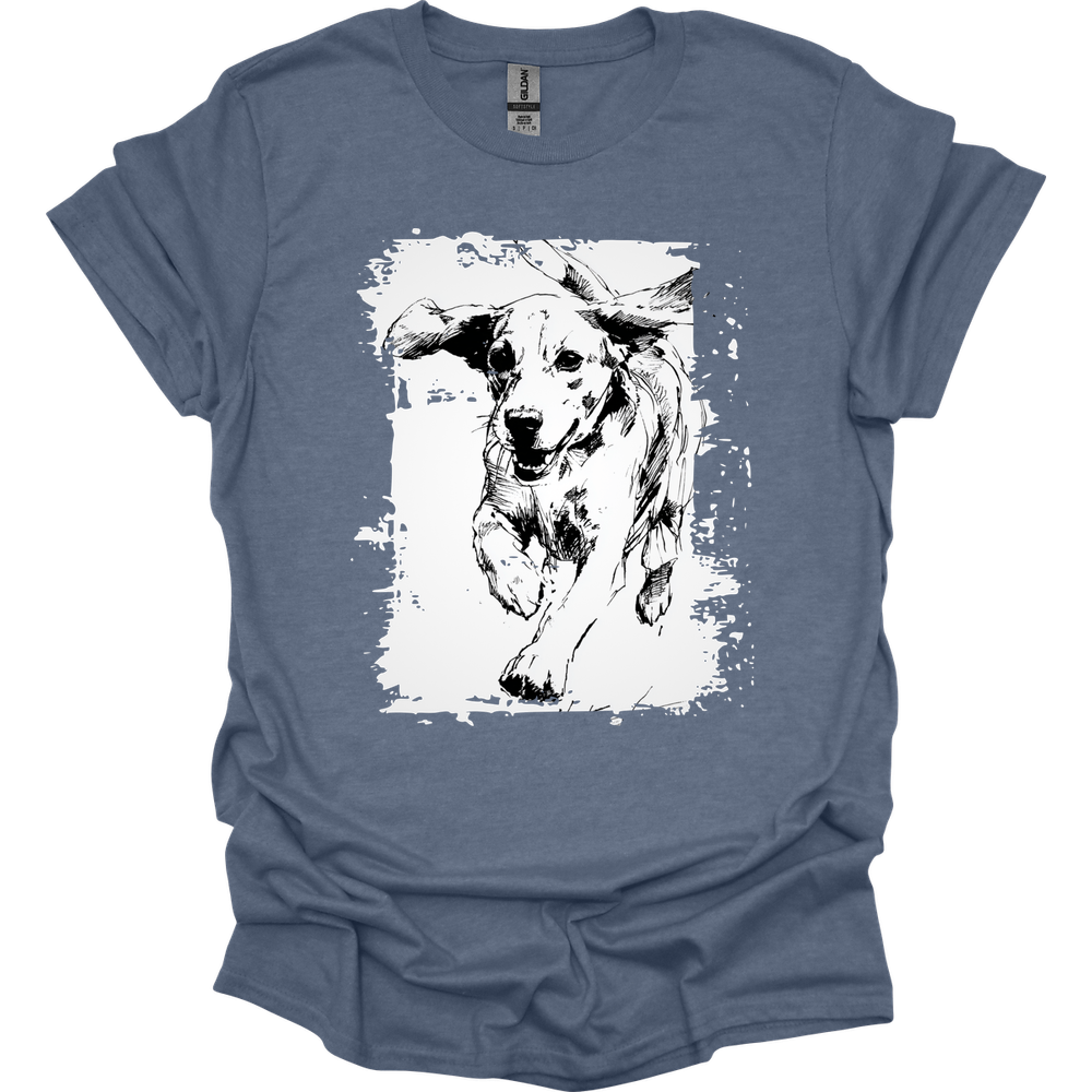 Beagle - Running Dog T-Shirt - Heather Indigo