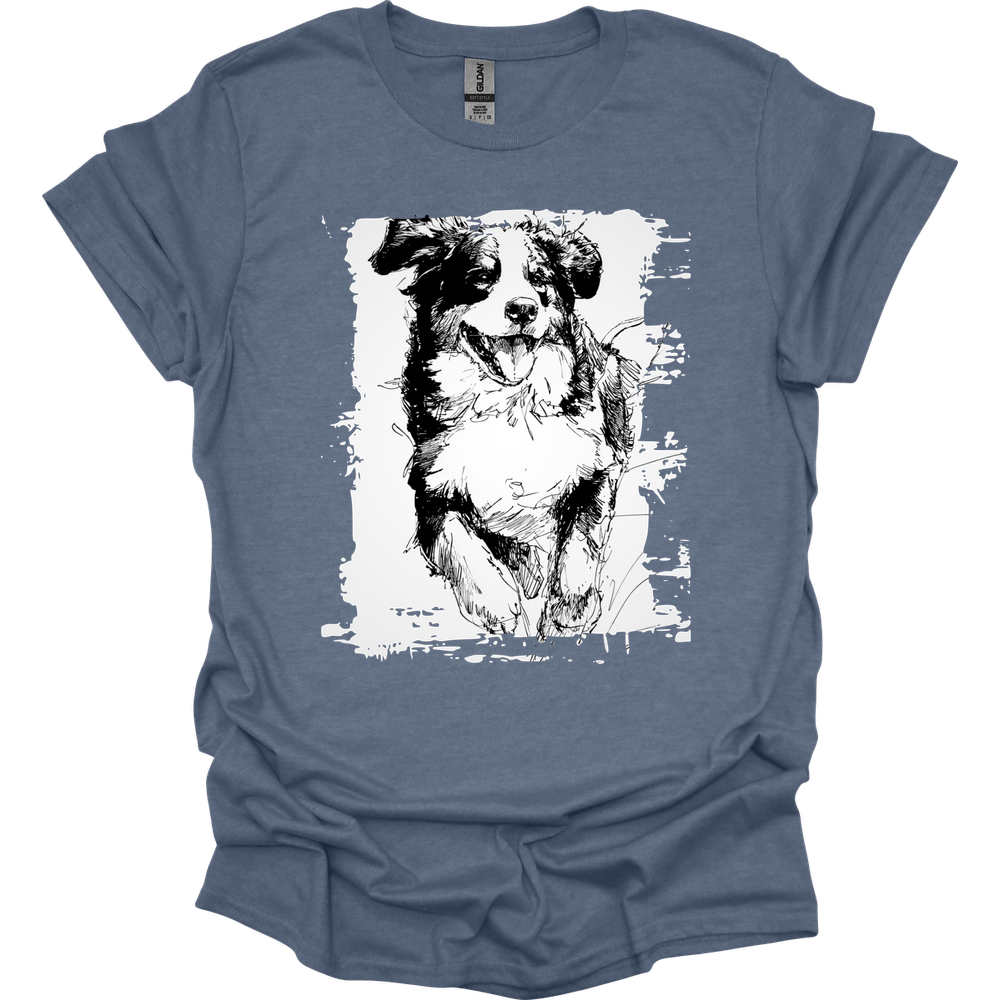 Bernese Mountain Dog - Running Dog T-Shirt - Heather Indigo