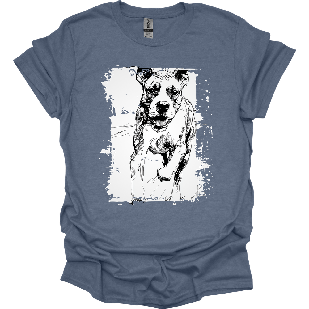 Boxer - Running Dog T-Shirt - Heather Indigo
