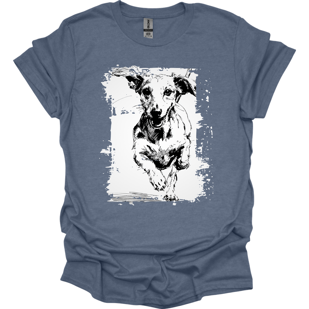 Dachshund - Running Dog T-Shirt - Heather Indigo