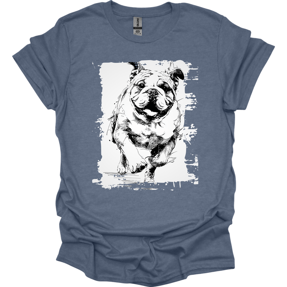 Bulldog - Running Dog T-Shirt - Heather Indigo