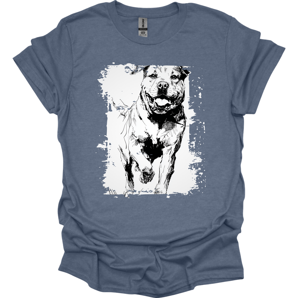 Rottweiler - Running Dog T-Shirt - Heather Indigo