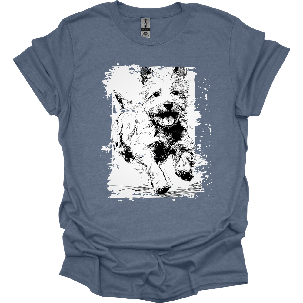 West Hightland White Terrier - Running Dog T-Shirt - Heather Indigo