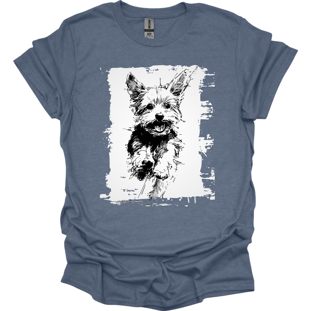 Yorkshire Terrier - Running Dog T-Shirt - Heather Indigo