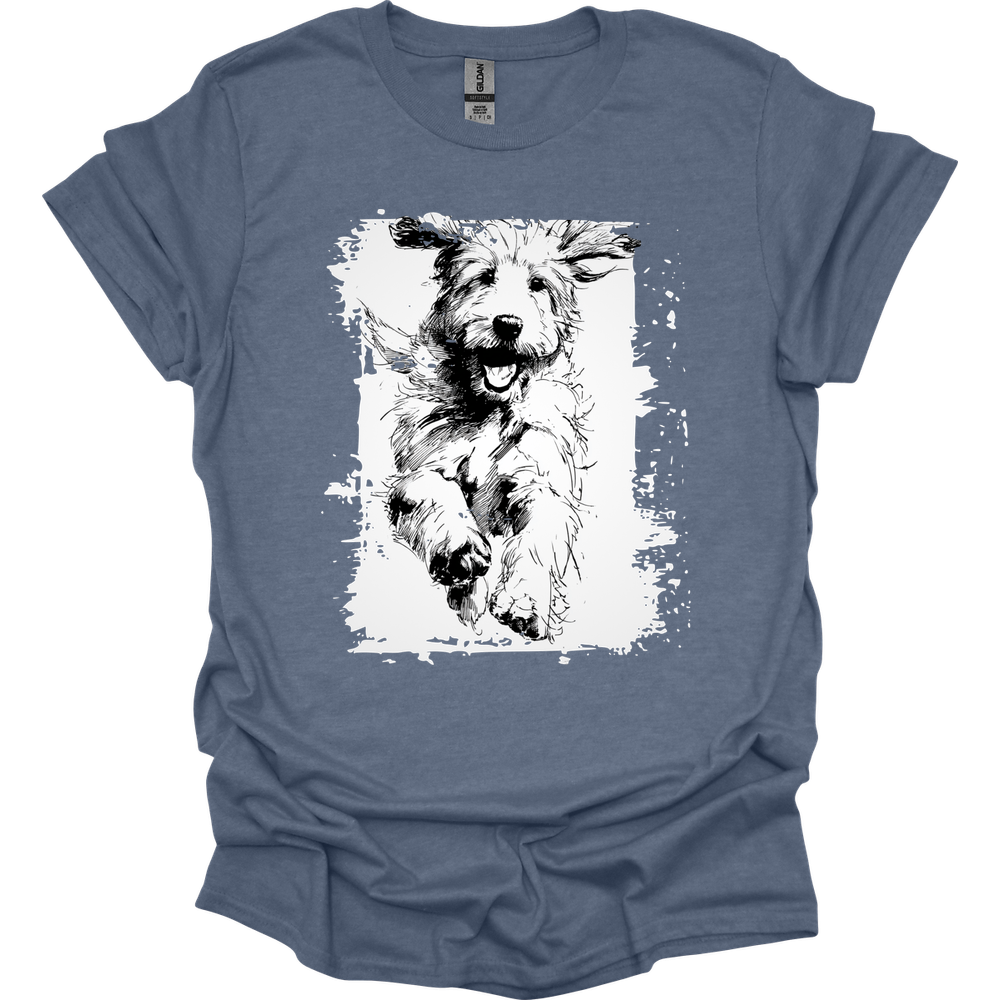 Golden Doodle - Running Dog T-Shirt - Heather Indigo