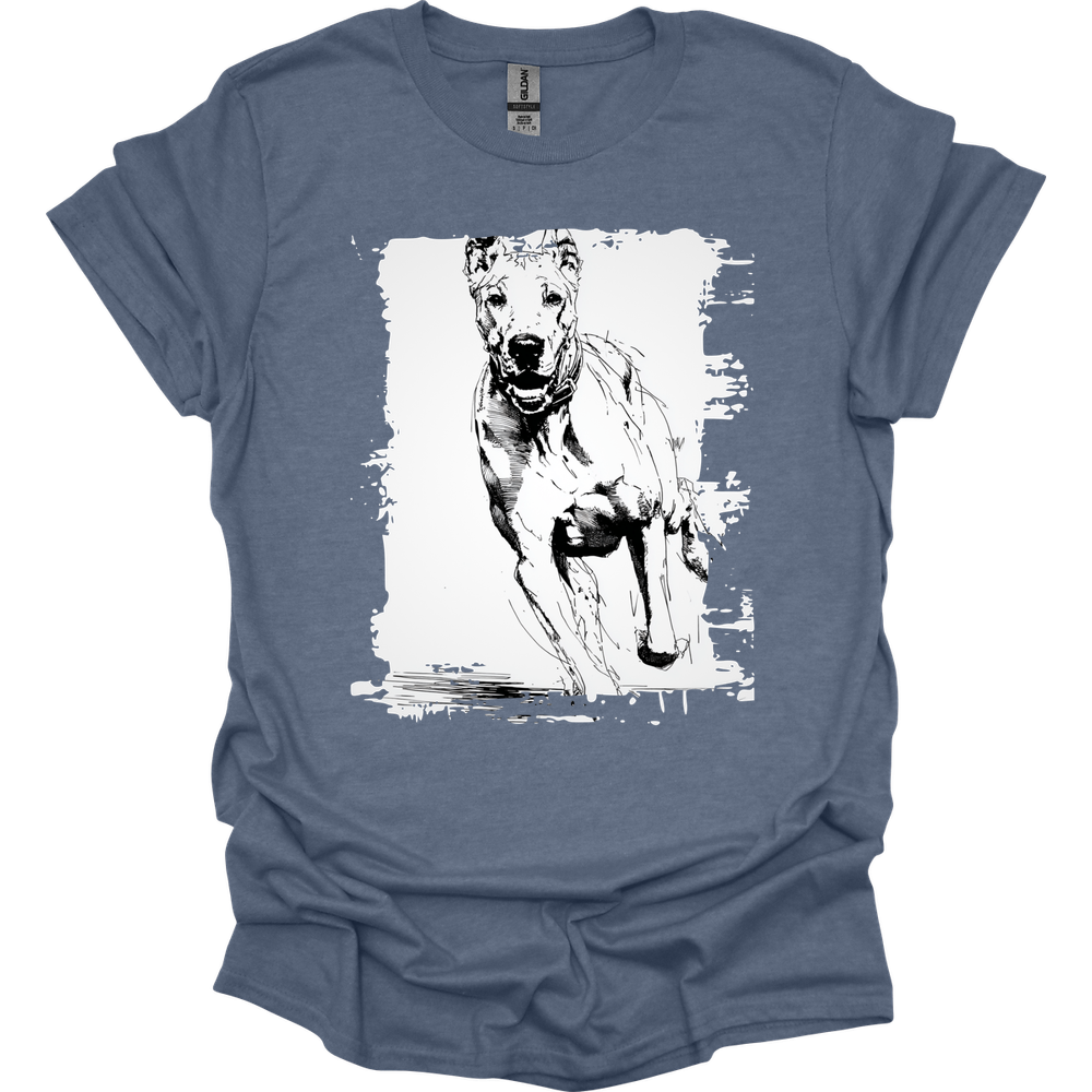 Great Dane - Running Dog T-Shirt - Heather Indigo