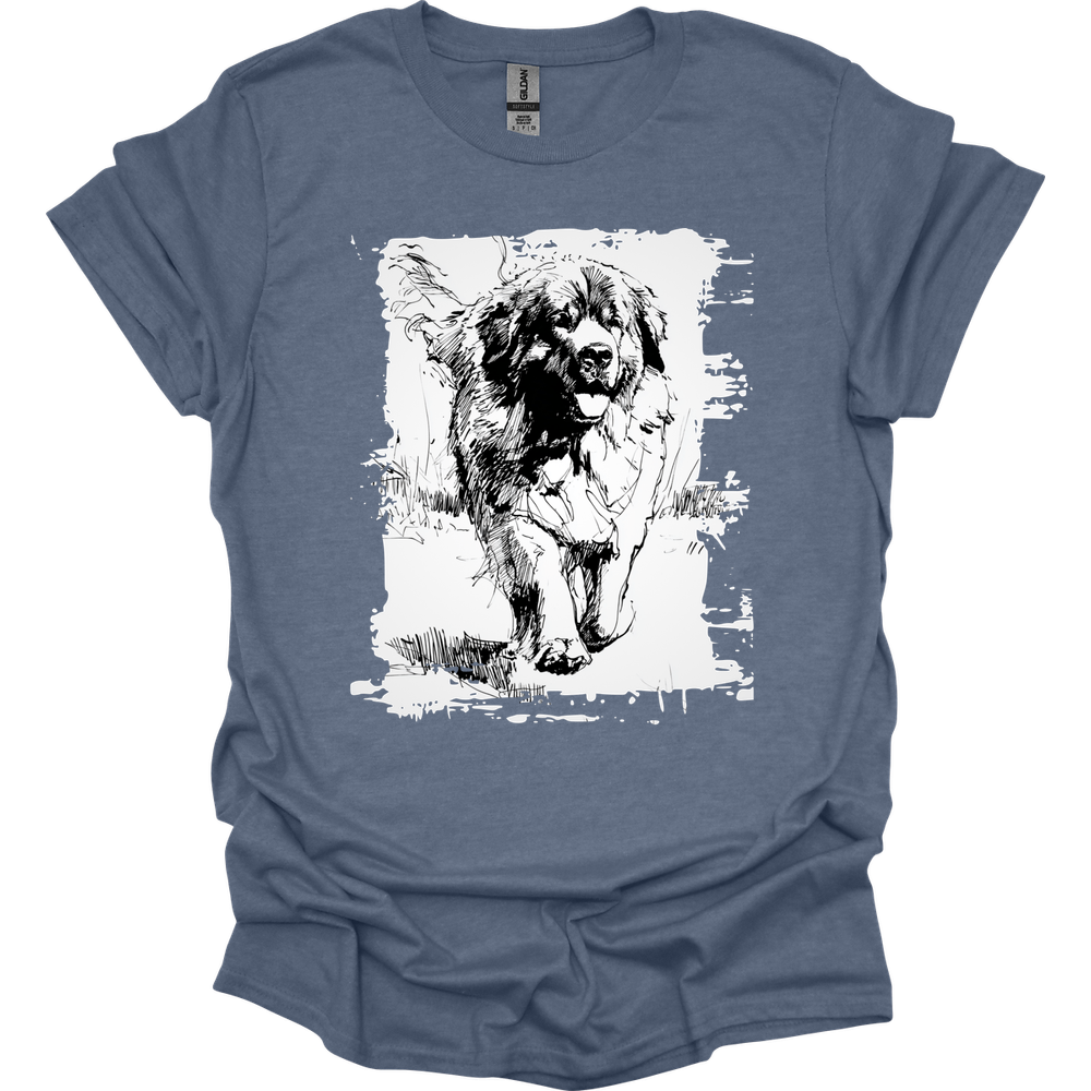 Newfoundland - Running Dog T-Shirt - Heather Indigo