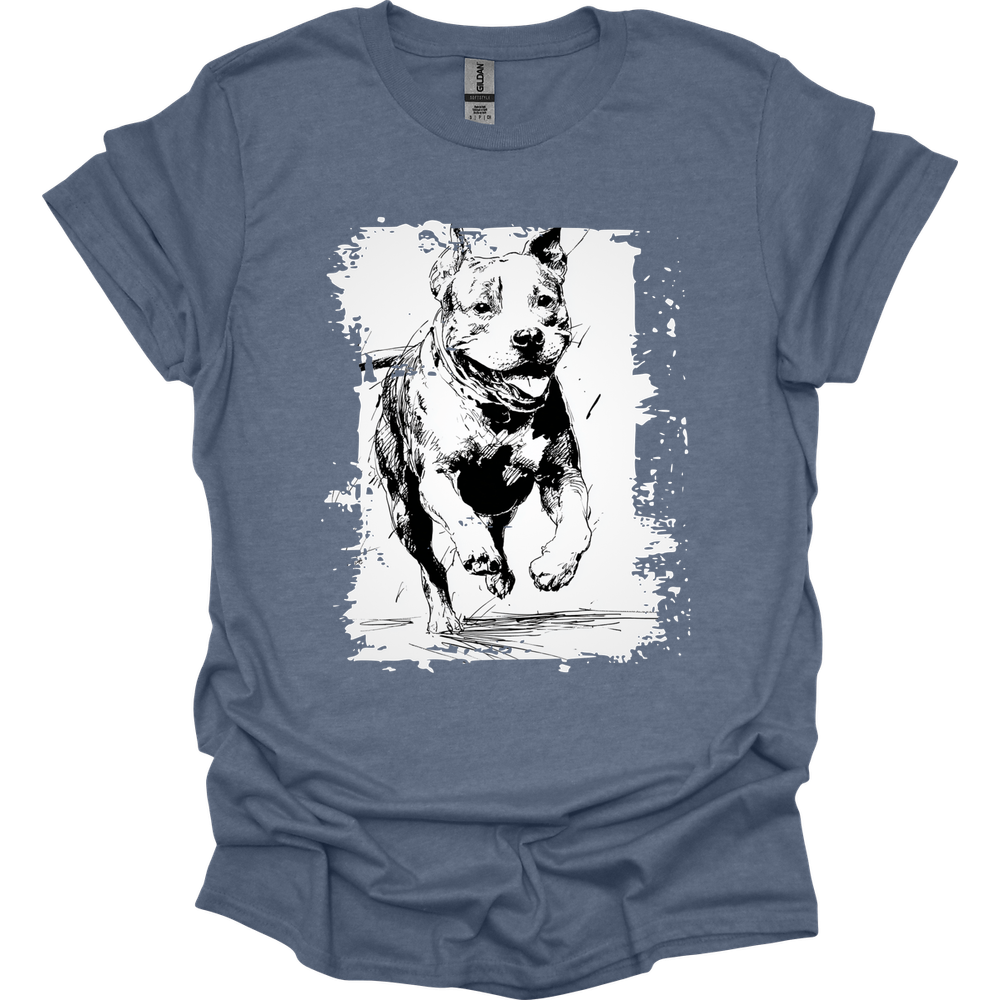 Pitbull - Running Dog T-Shirt - Heather Indigo