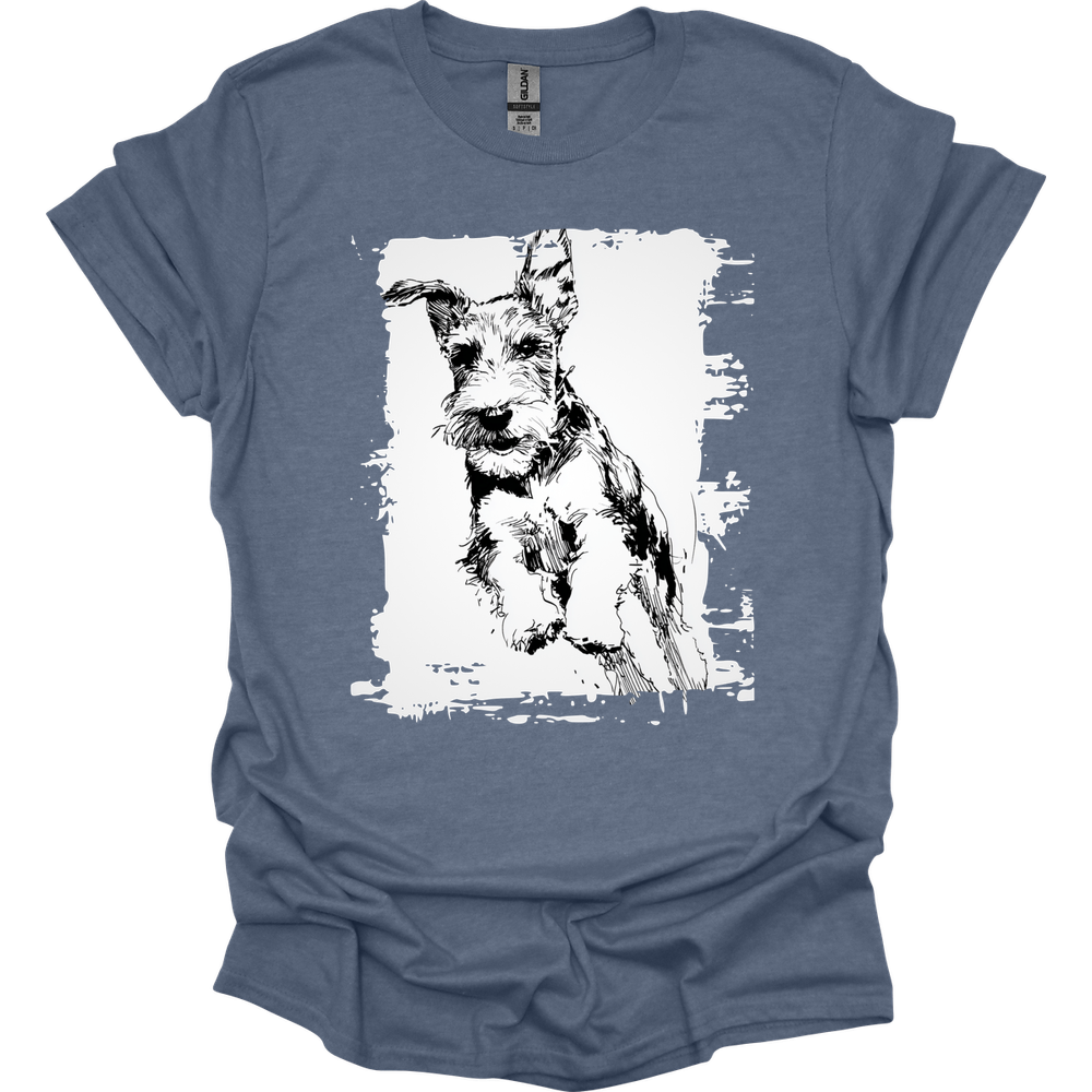 Kerry Blue Terrier - Running Dog T-Shirt - Heather Indigo