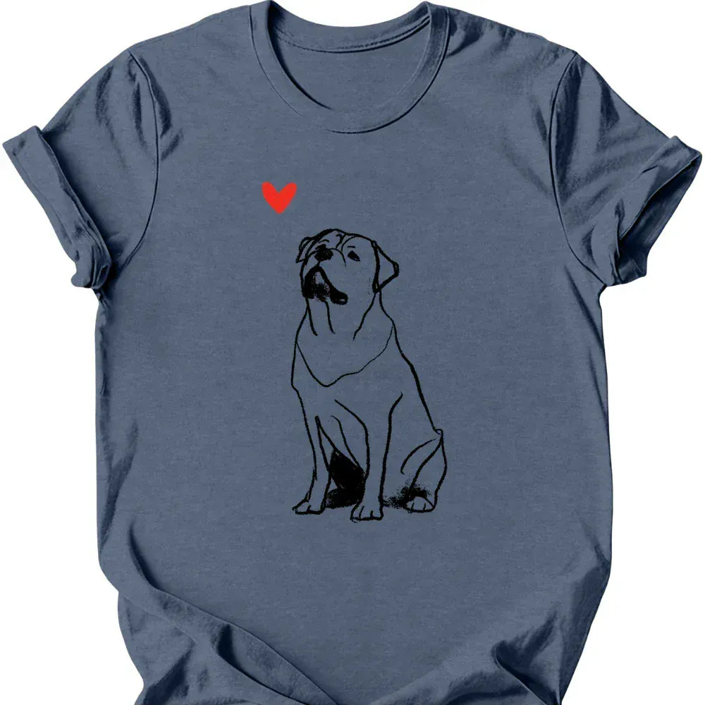Rottweiler - Sketch Dog T-Shirt - Heather Indigo