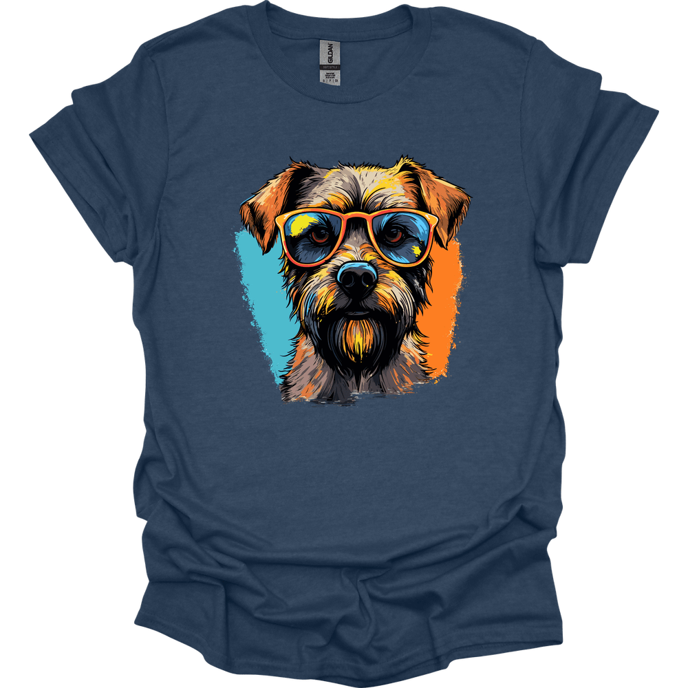 Border Terrier - Top Dog T-Shirt - Heather Navy