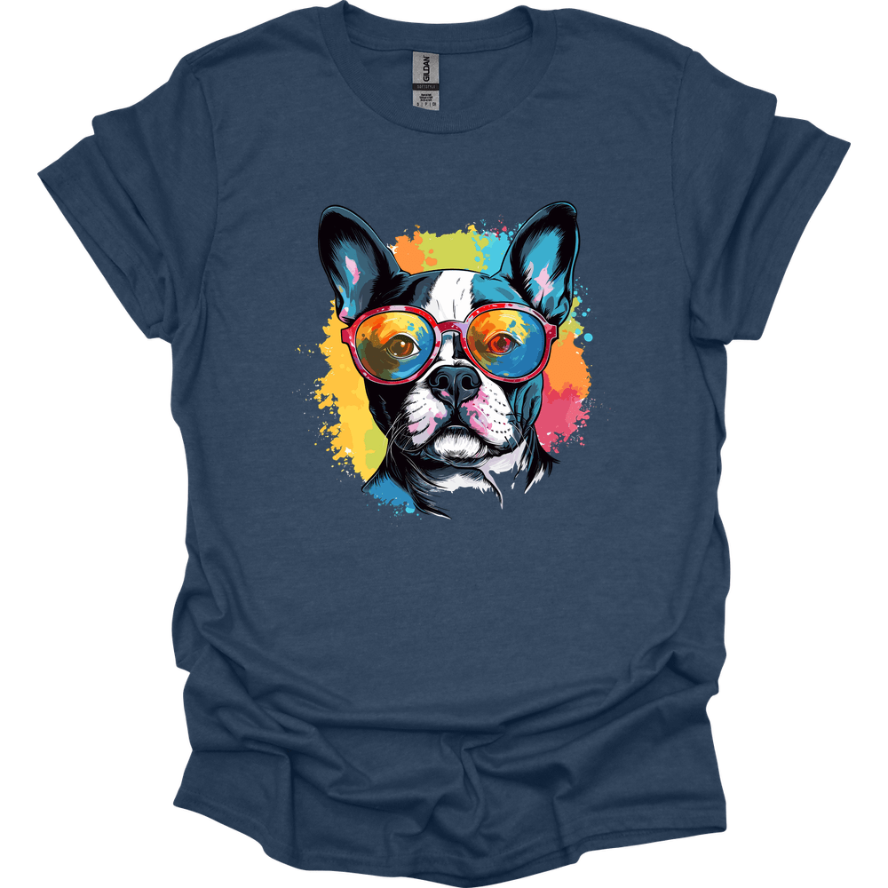 Boston Terrier - Top Dog T-Shirt - Heather Navy