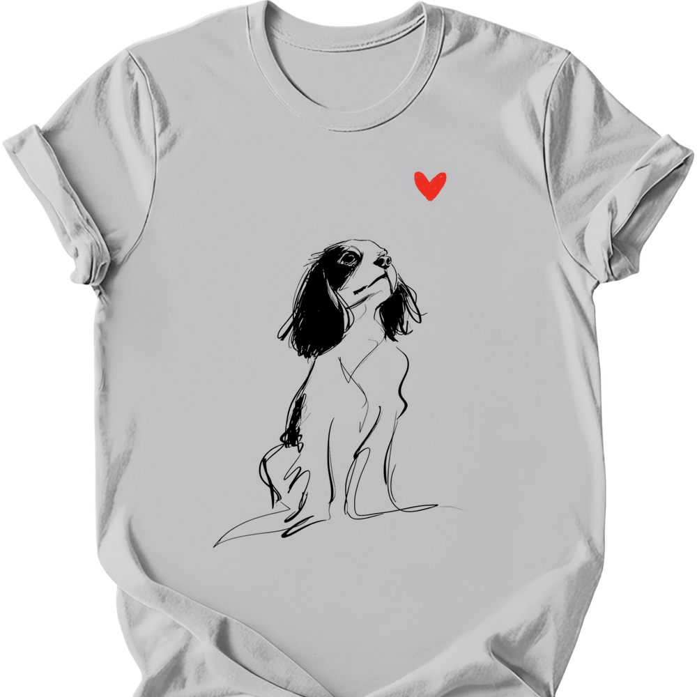 Cavalier King Charles Spaniel sketch tee ice grey