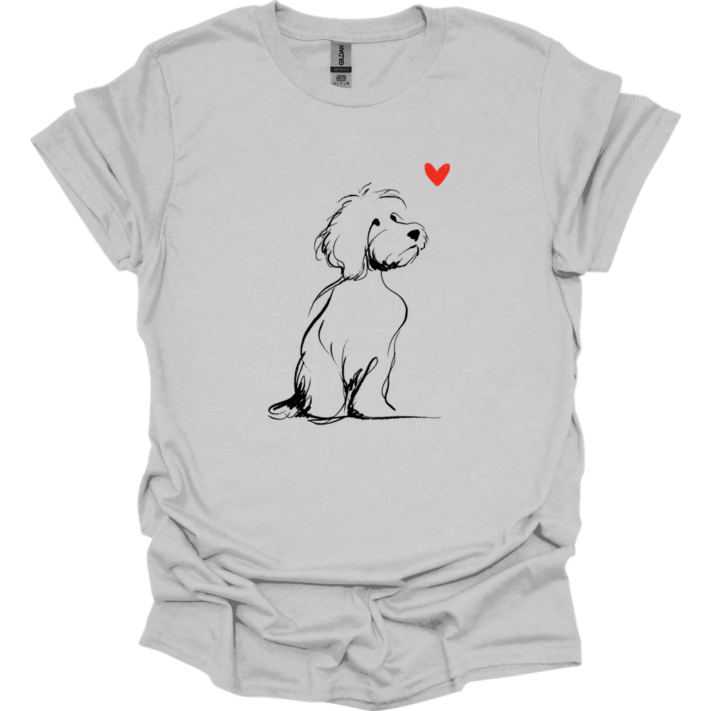 Cavapoo - Sketch Dog T-Shirt - Ice Grey