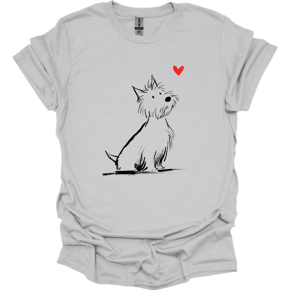 West Highland White Terrier - Sketch Dog T-Shirt - Ice Grey