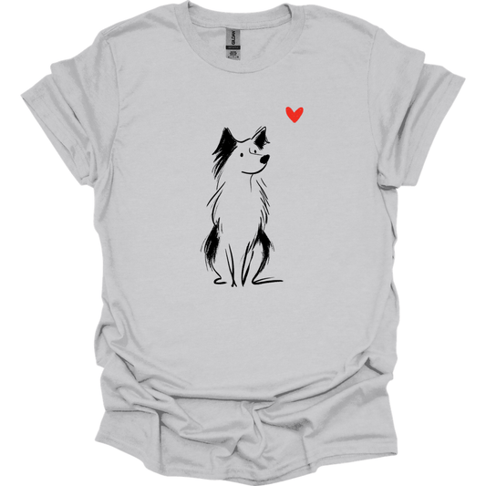Australian Shepherd - Sketch Dog T-Shirt - Ice Grey