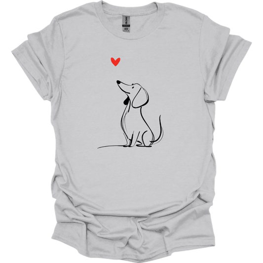 Dachshund - Sketch Dog T-Shirt - Ice Grey