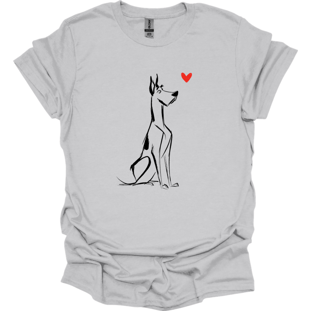 Great Dane - Sketch Dog T-Shirt - Ice Grey