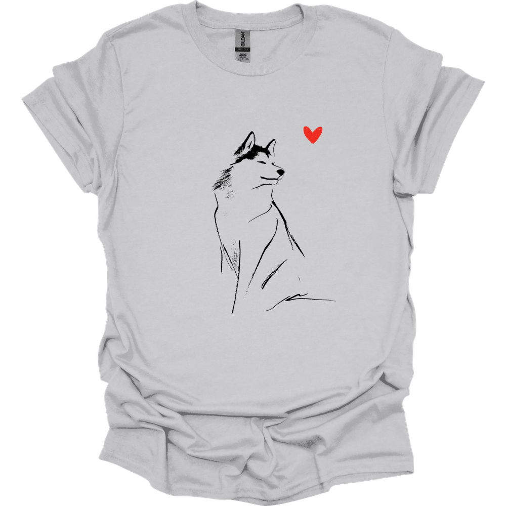 Siberian Husky - Sketch Dog T-Shirt - Ice Grey