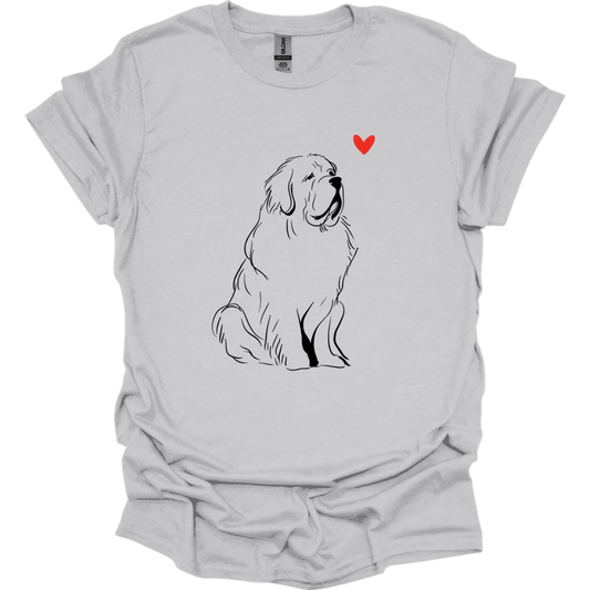 Newfoundland - Sketch Dog T-Shirt - Ice Grey