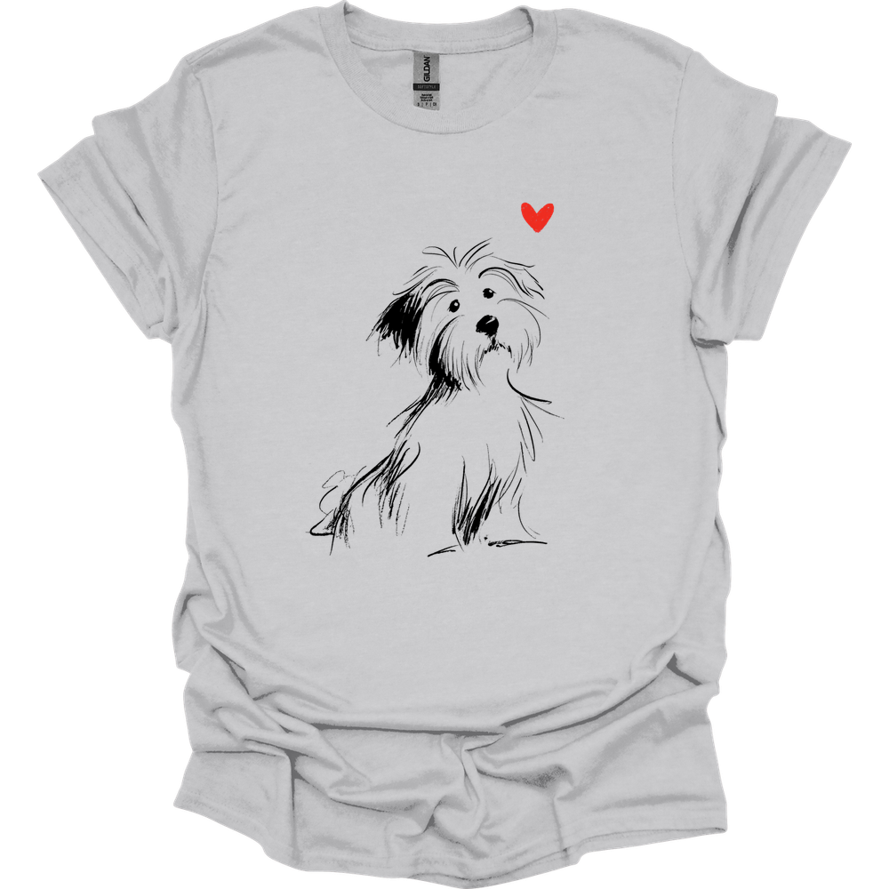 Havanese - Sketch Dog T-Shirt - Ice Grey