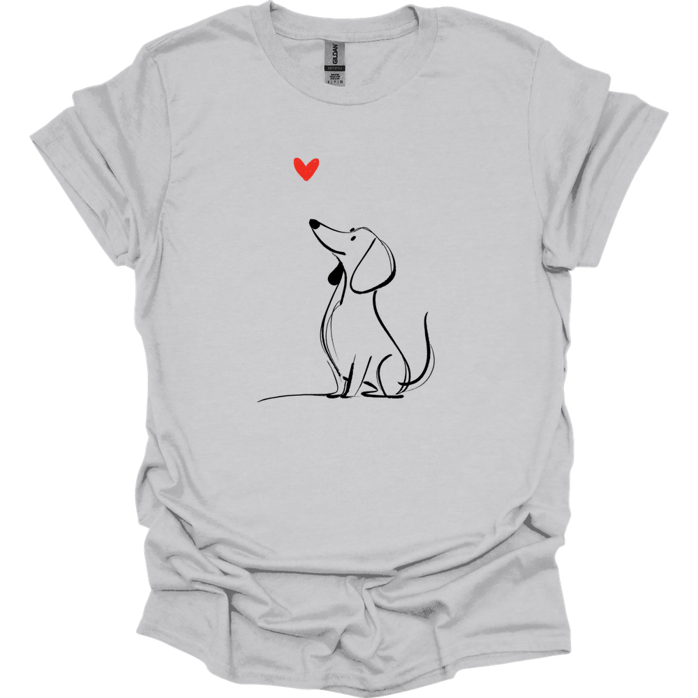 Dachshund - Sketch Dog T-Shirt - Ice Grey