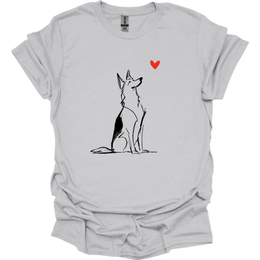 German Shepherd - Sketch Dog T-Shirt - Ice Grey