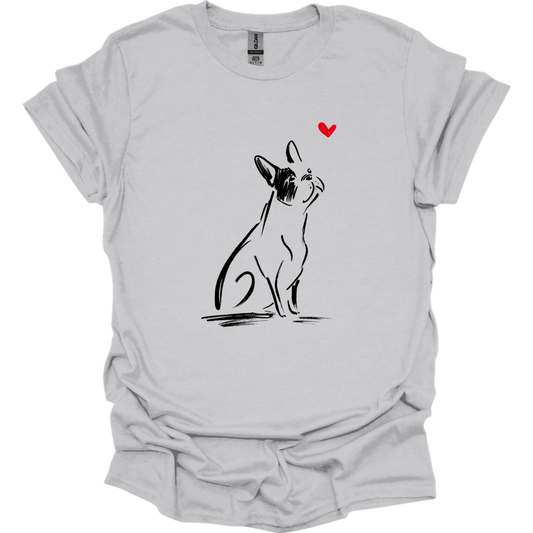 Boston Terrier - Sketch Dog T-Shirt - Ice Grey