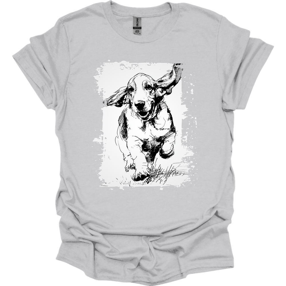 Basset Hound - Running Dog T-Shirt - Ice Grey