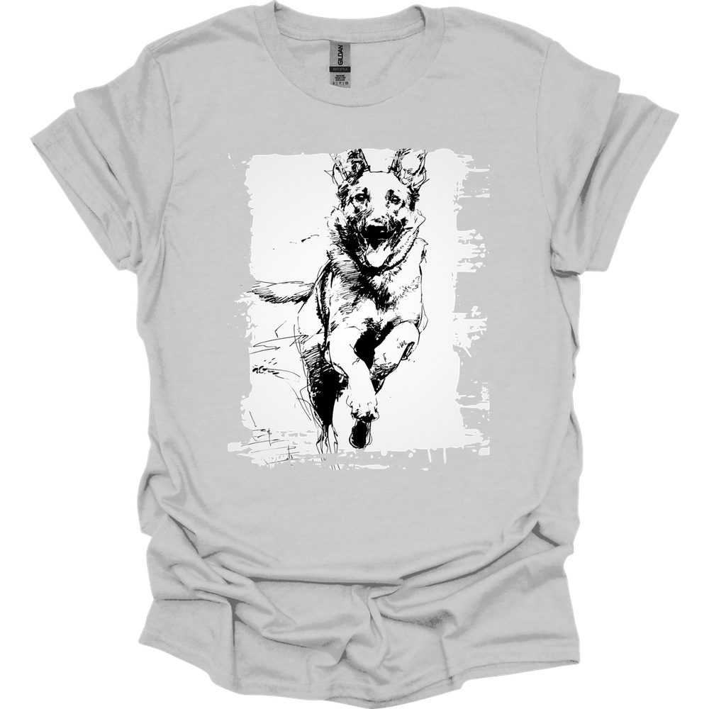Belgian Malinois - Running Dog T-Shirt - Ice Grey