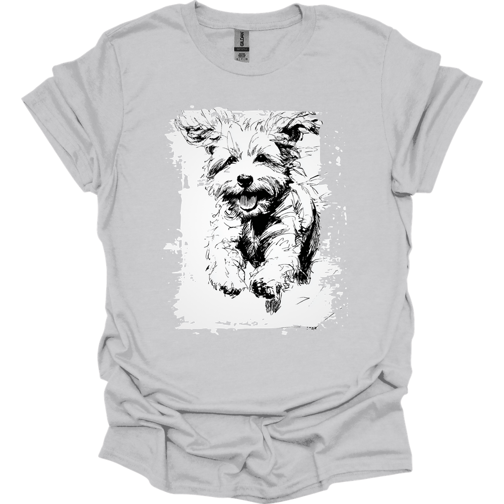 Bichon Frise - Running Dog T-Shirt - Ice Grey