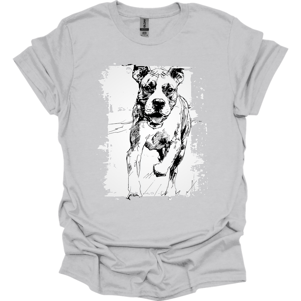 Boxer - Running Dog T-Shirt - Ice Grey