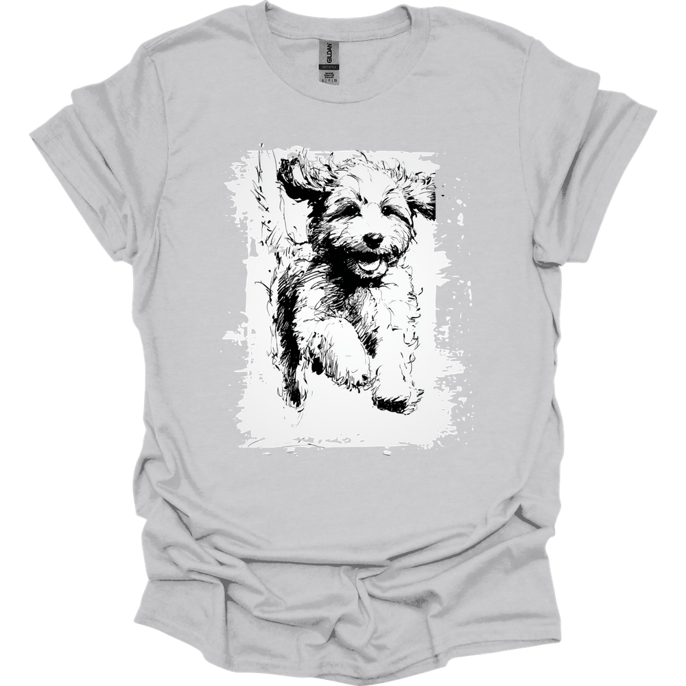 Cavapoo - Running Dog T-Shirt - Ice Grey