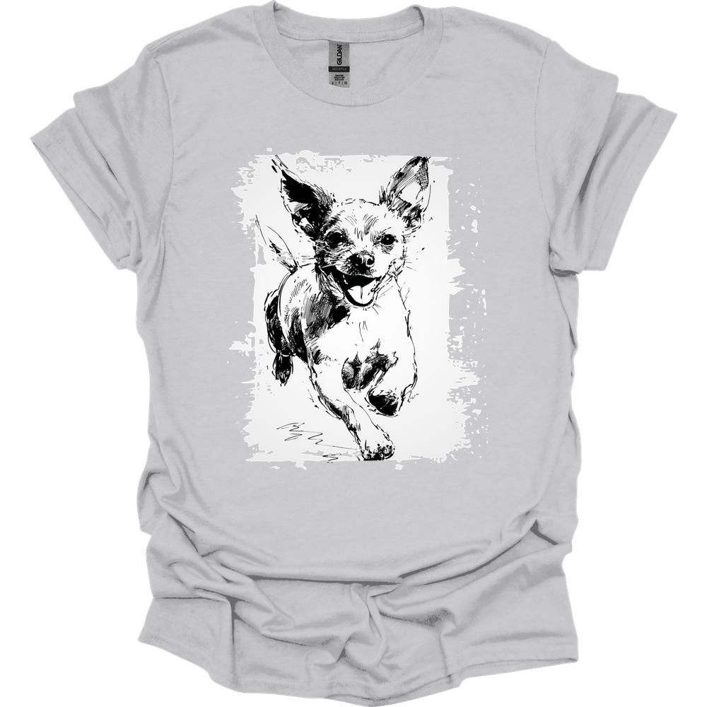 Chihuahua - Running Dog T-Shirt - Ice Grey