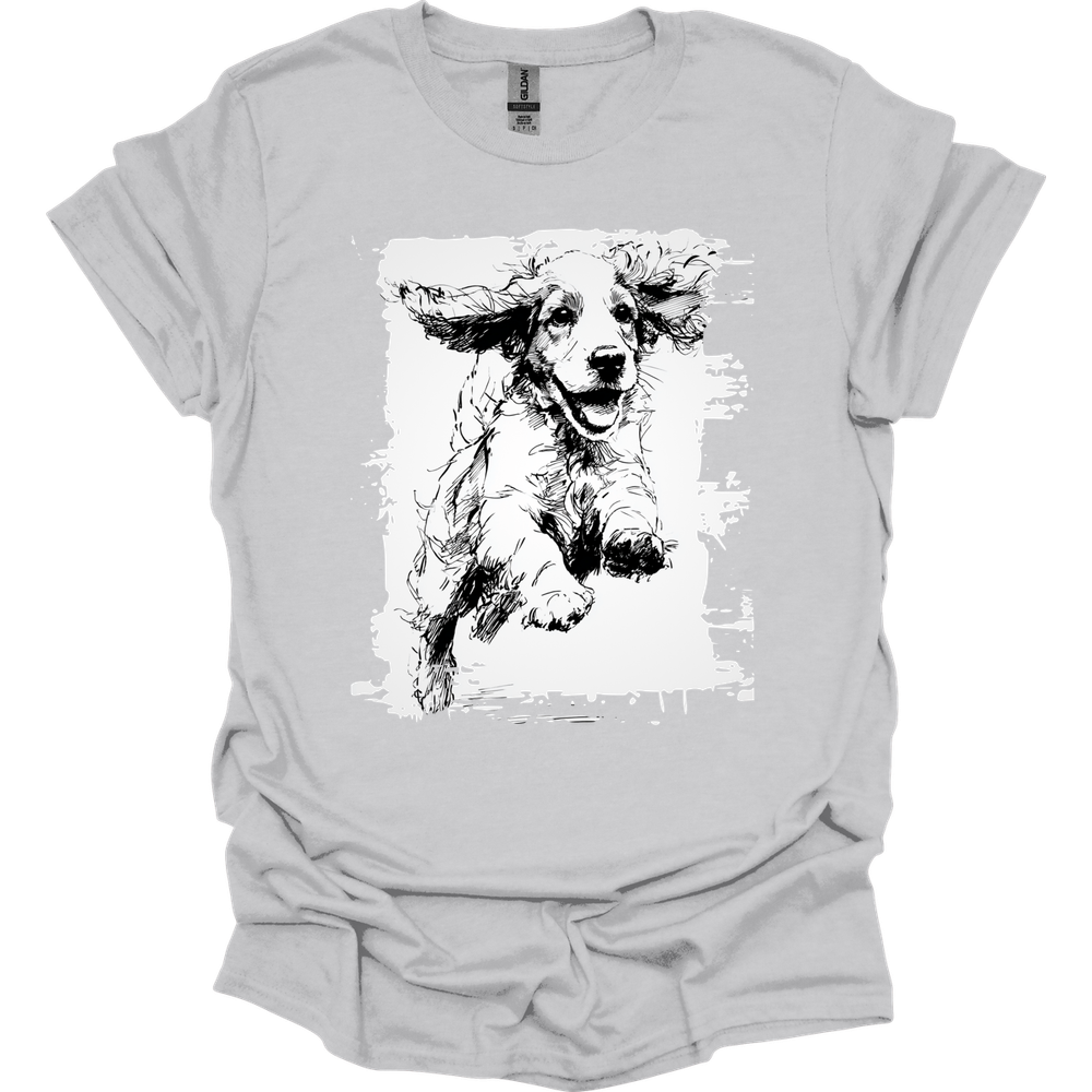 Cocker Spaniel - Running Dog T-Shirt - Ice Grey