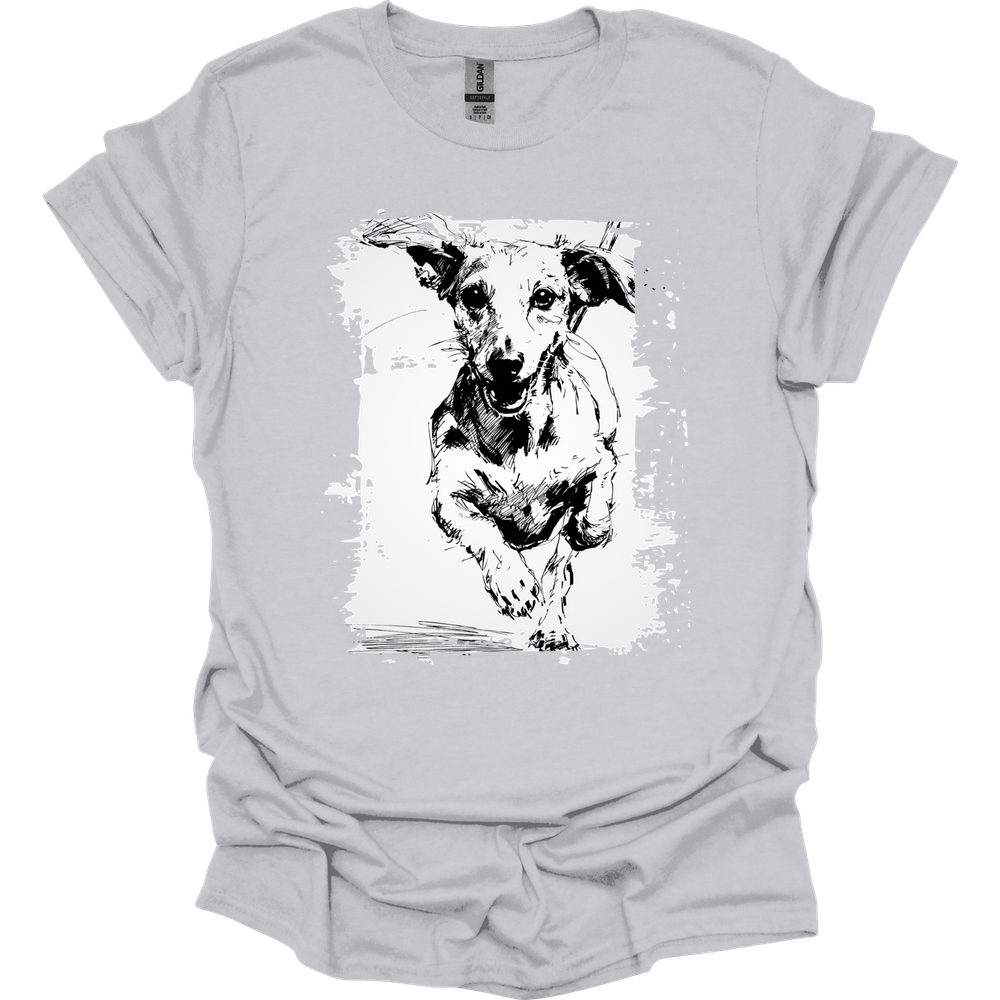 Dachshund - Running Dog T-Shirt - Ice Grey