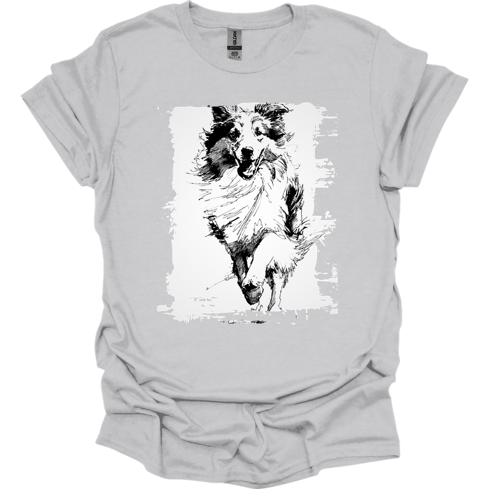 Shetland Sheepdog - Running Dog T-Shirt - Ice Grey