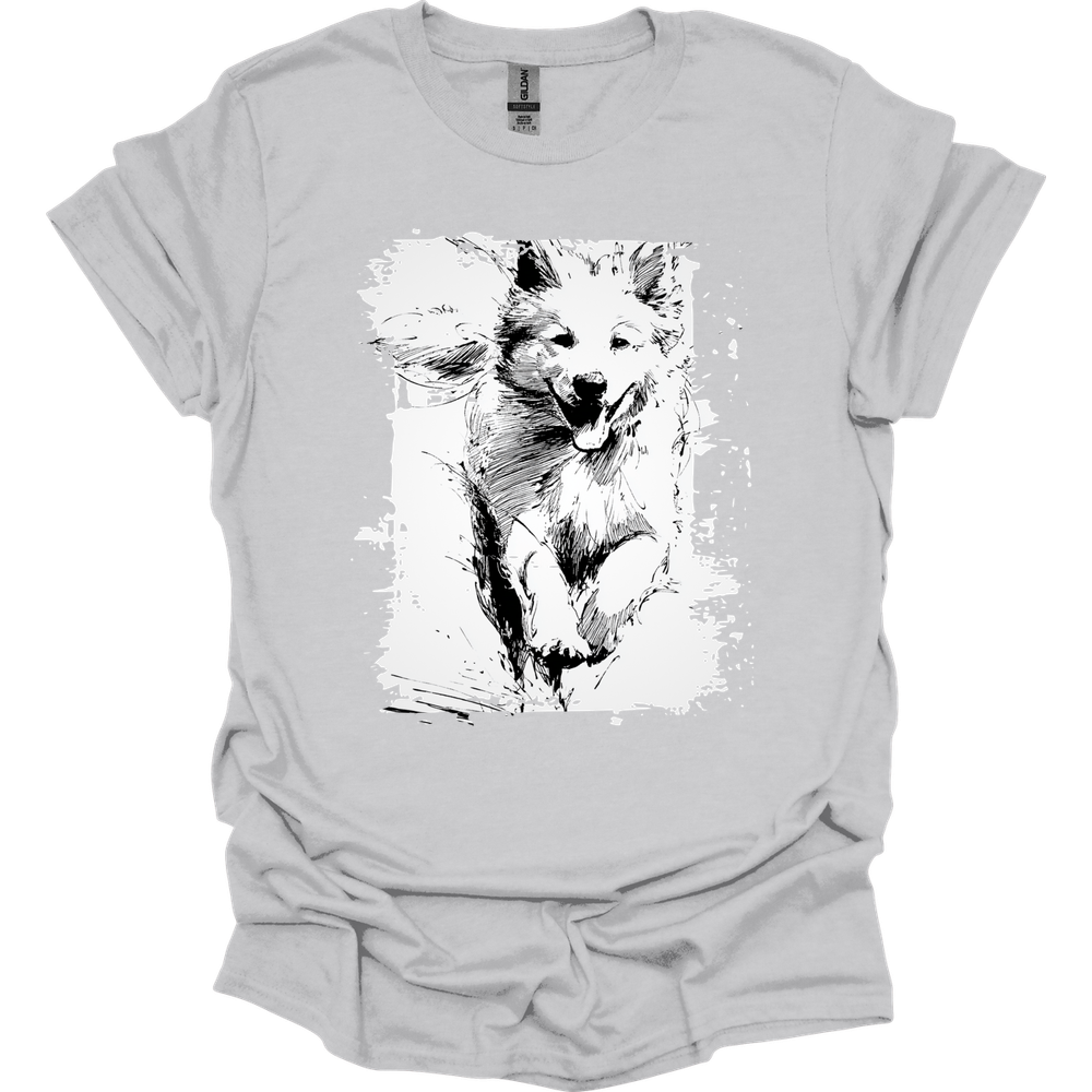 Samoyed - Running Dog T-Shirt - Ice Grey
