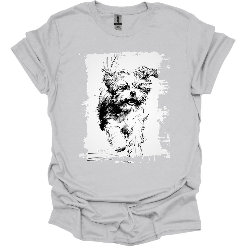 Shih Tzu - Running Dog T-Shirt - Ice Grey