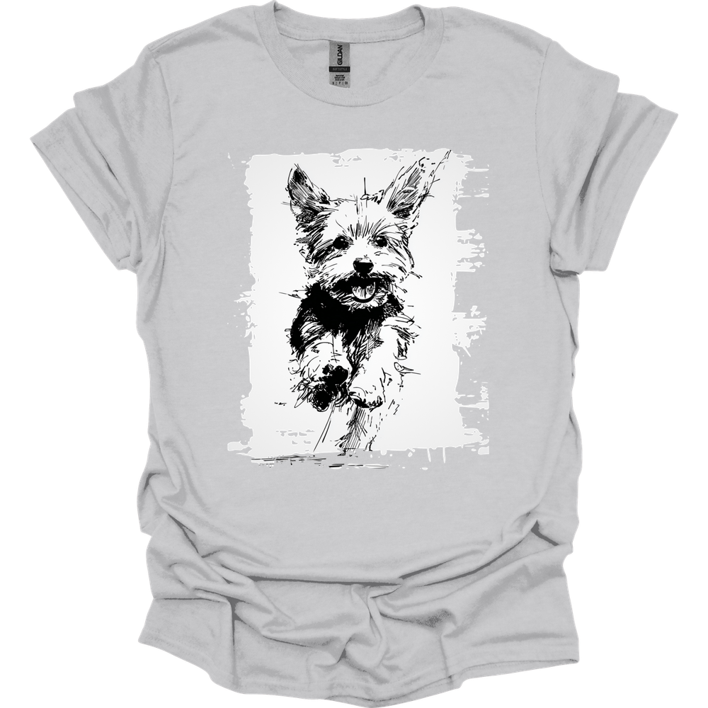 Yorkshire Terrier - Running Dog T-Shirt - Ice Grey