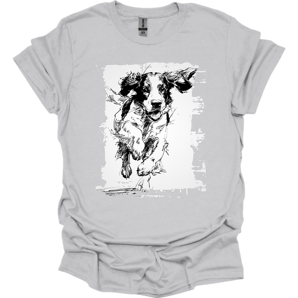 English Springer Spaniel - Running Dog T-Shirt - Ice Grey