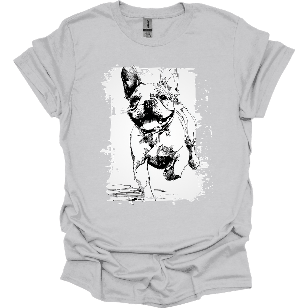 French Bulldog - Running Dog T-Shirt - Ice Grey