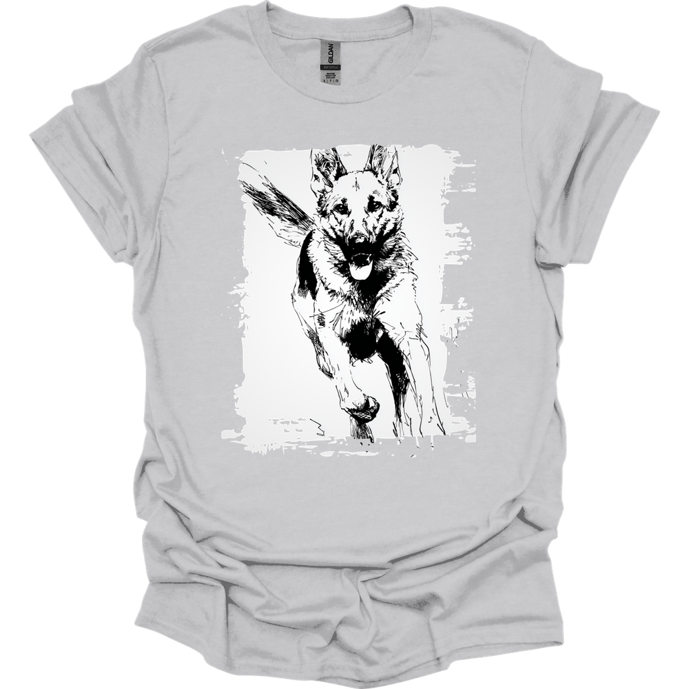 German Shepherd - Running Dog T-Shirt - Ice Grey