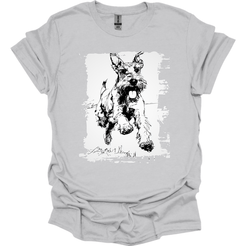 Giant Schnauzer - Running Dog T-Shirt - Ice Grey