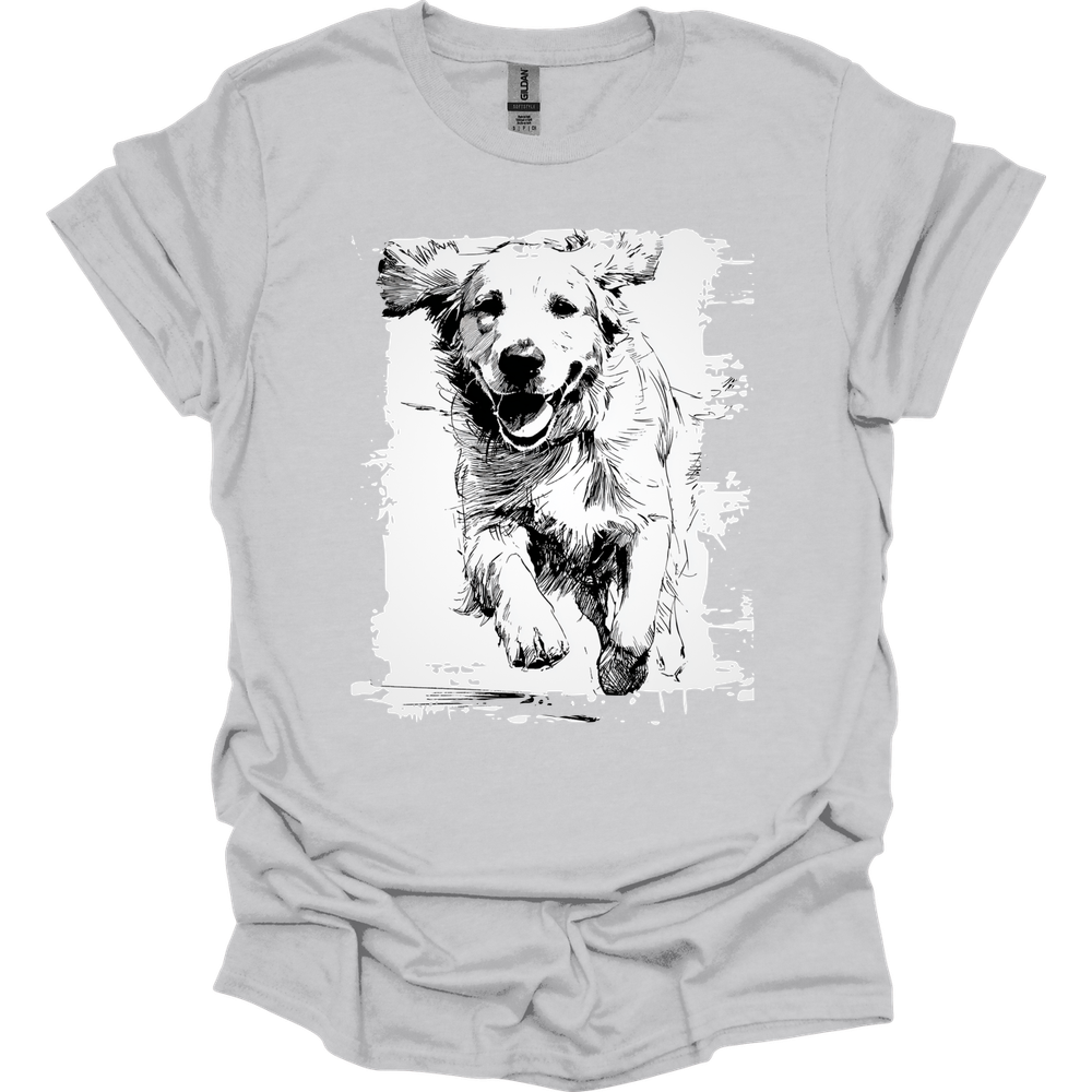 Golden Retriever - Running Dog T-Shirt - Ice Grey