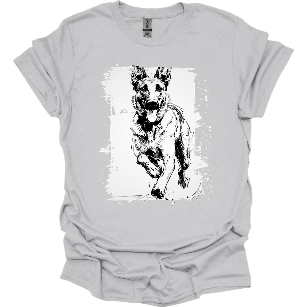 Dutch Shepherd - Running Dog T-Shirt - Ice Grey