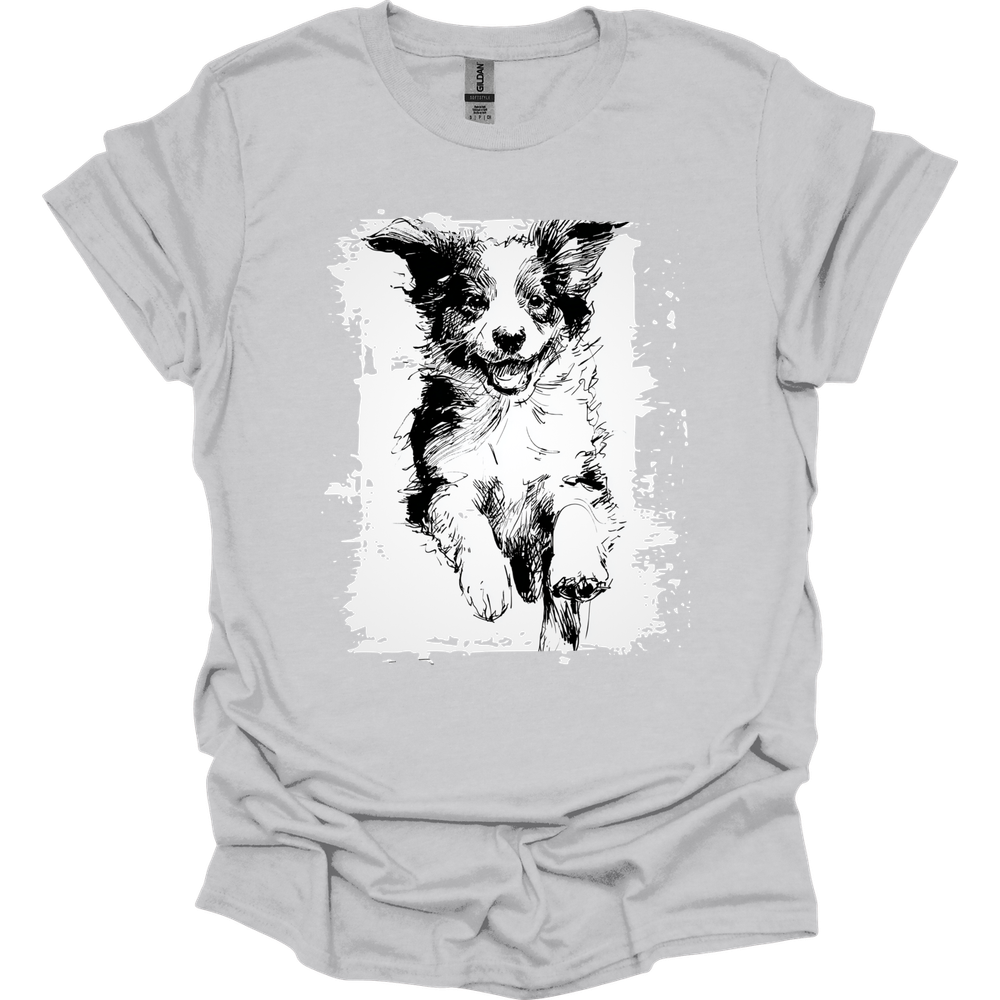 Miniature American Shepherd - Running Dog T-Shirt - Ice Grey