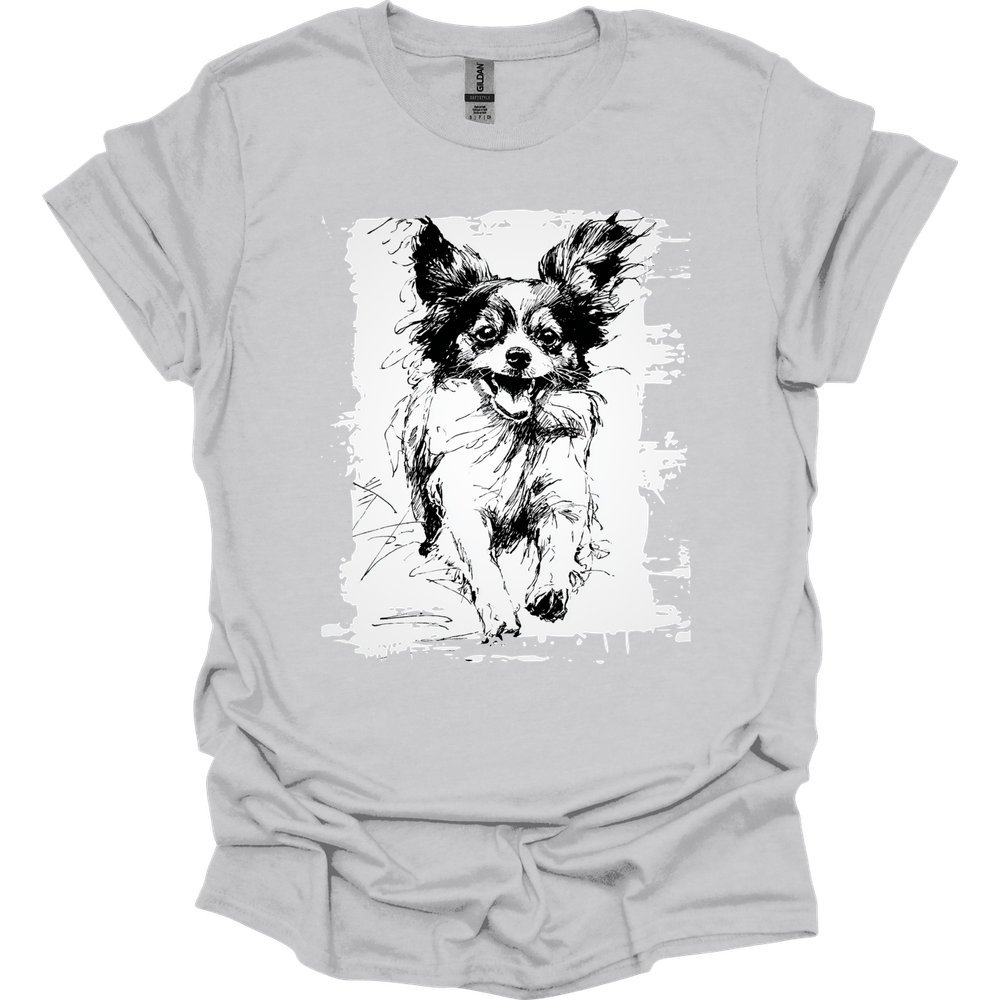 Papillon - Running Dog T-Shirt - Ice Grey