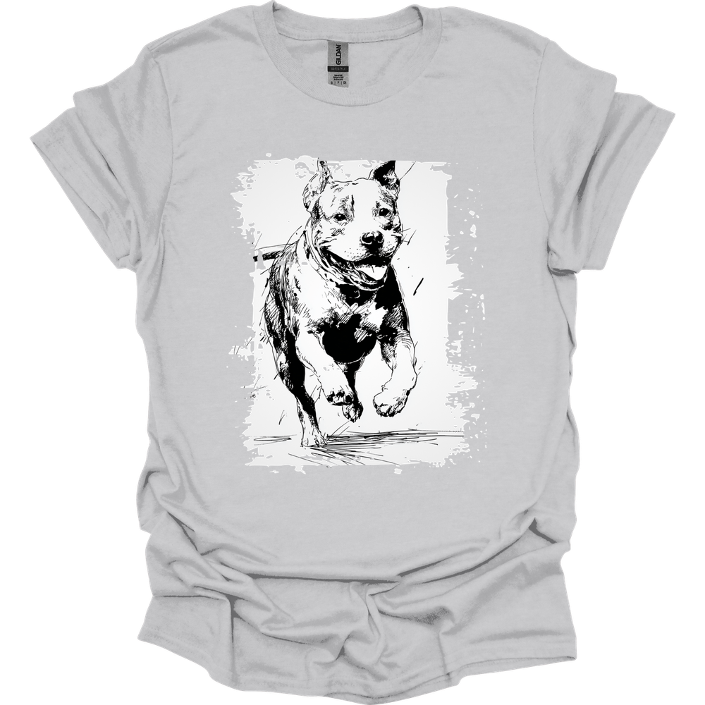 Pitbull - Running Dog T-Shirt - Ice Grey