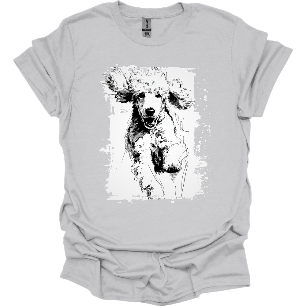 Poodle - Running Dog T-Shirt - Ice Grey